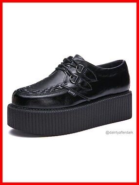Suede Lace Up Flat Platform Creeper Oxfords Women's Handmade Punk Shoes